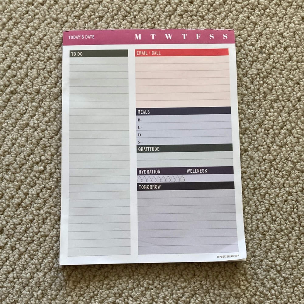 Productivity Pad Organizer Planner Daily Goals Notebook Large 6” by 8”